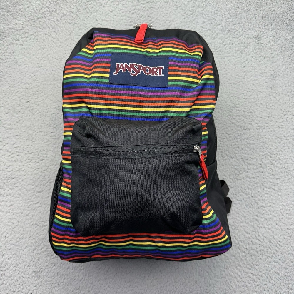 Jansport JS0A47LW Cross Town Backpack 15" Rainbow Stripes Laptop School Backpack
